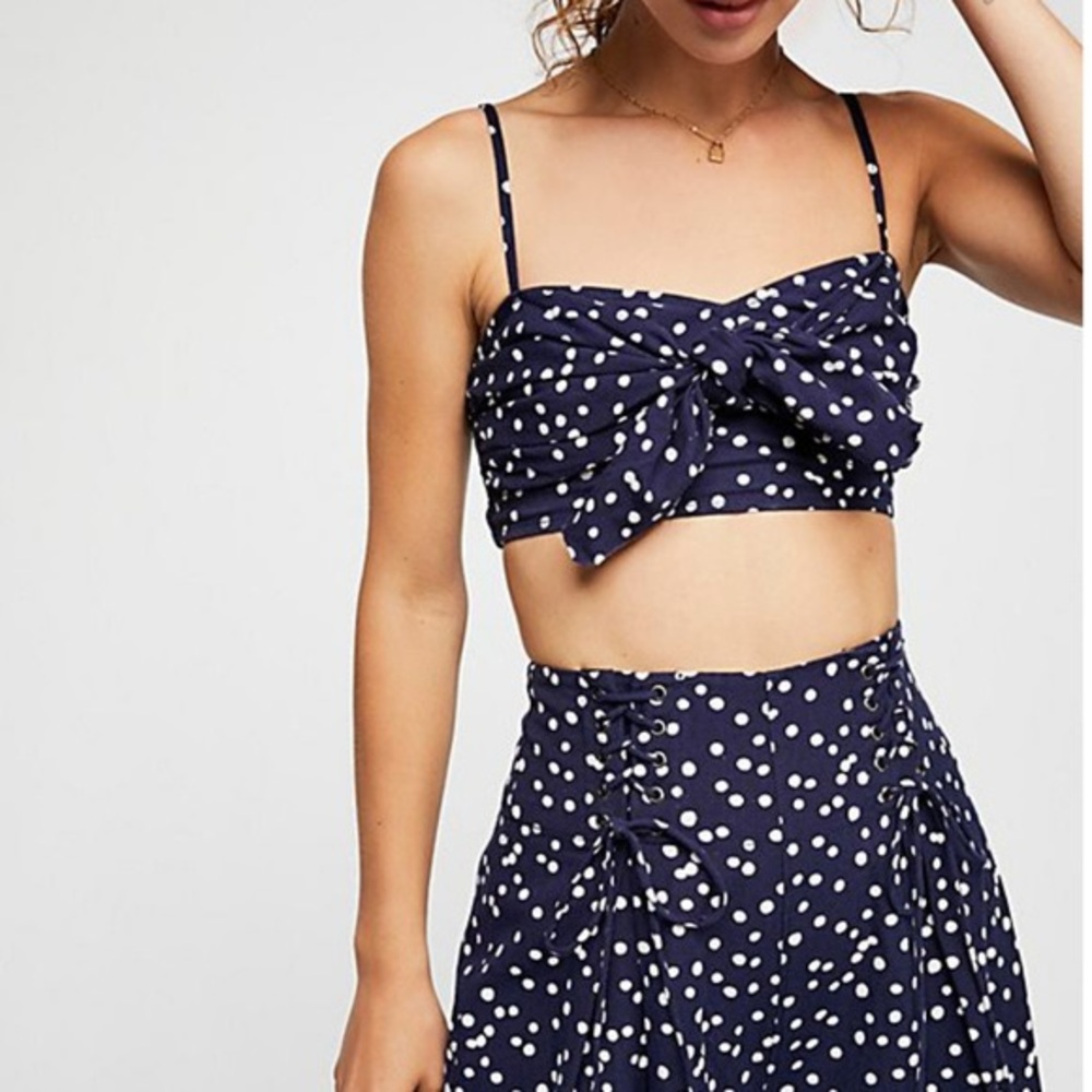 FP One Bette Polka Dot Cropped Smocked Bralette